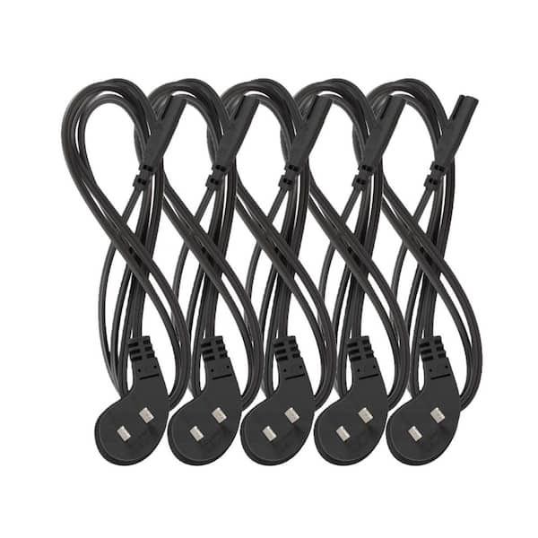 3 ft. Ultra Low Profile 18AWG / 2-Conductors Indoor (NEMA 1-15P / C7) Power Cord Black (5-Pack)
