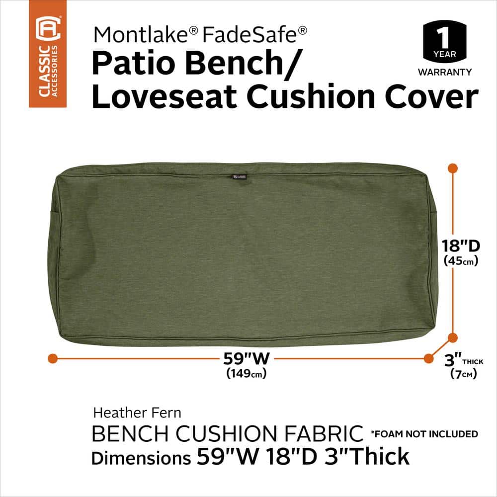 Heather Fern Green Weather-Resistant Patio Bench Cushion Slip Cover