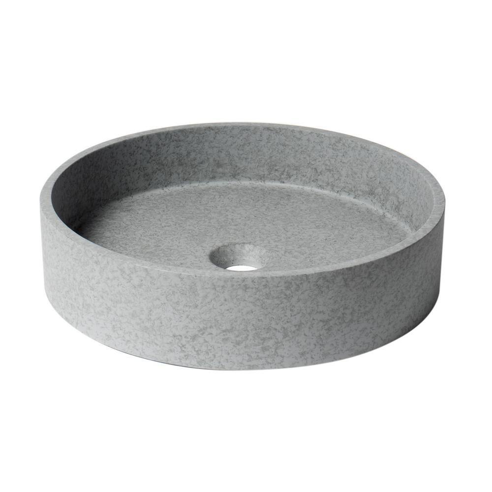 Gray Matte Circular Ceramic Bathroom Sink, 20-inch