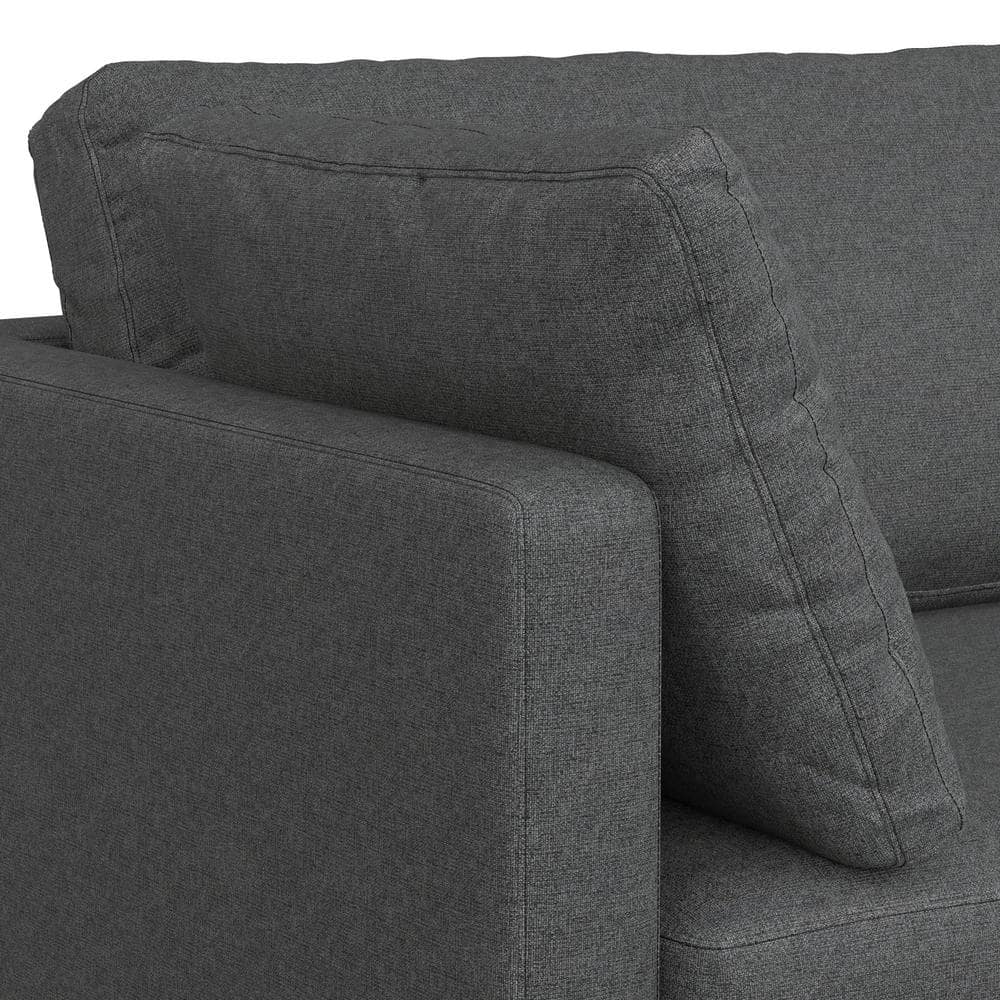 Ava 90-Inch Pebble Grey Performance Fabric Sofa with Metal Legs