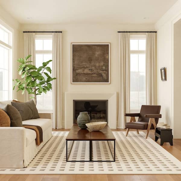 Lambertville Plush Textured Washable Cream 10 ft. x 13 ft. Indoor Area Rug