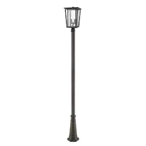 Seoul 113.5 in. 2-Light Oil Bronze Aluminum Hardwired Outdoor Weather Resistant Post Light Set with No Bulb included