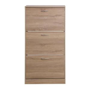 23.6 in. W x 9.44 in. D x 47.2 in. H Brown Linen Cabinet 3-Drawer Shoe Storage Cabinet, 3-Tier Wood Shoe Rack