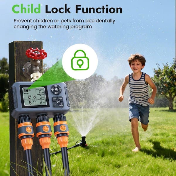 Justincity Brass Inlet Outdoor Water Timer 3-Zone Hose Timer Auto
