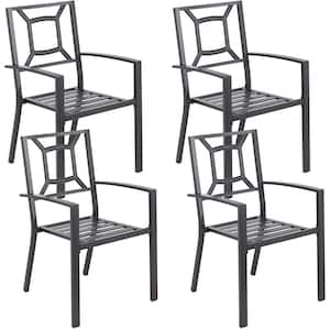 Black Stackable Metal Outdoor Dining Chair (4-Pack)
