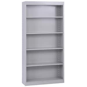 Welded Steel Bookcase ( 36 in. W x 72 in. H x 12 in. D ) Freestanding Cabinet in Dove Gray