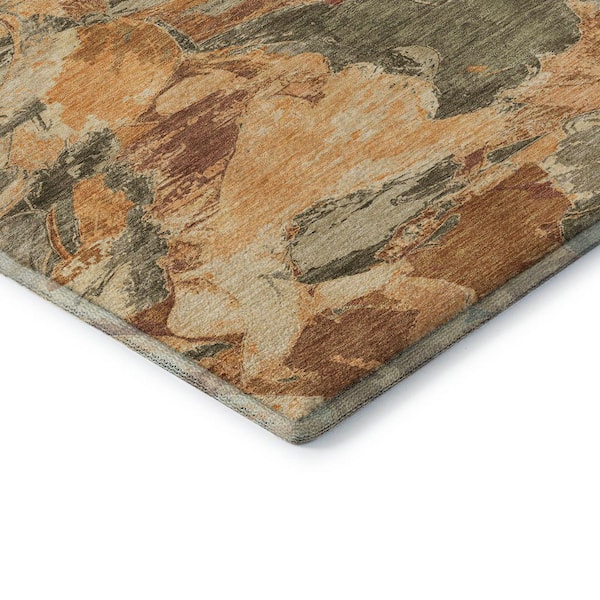 Mayfield Premium Machine Washable Abstract AMF1344 Copper 2 ft. 3 in. x 7 ft. 6 in. Runner Rug
