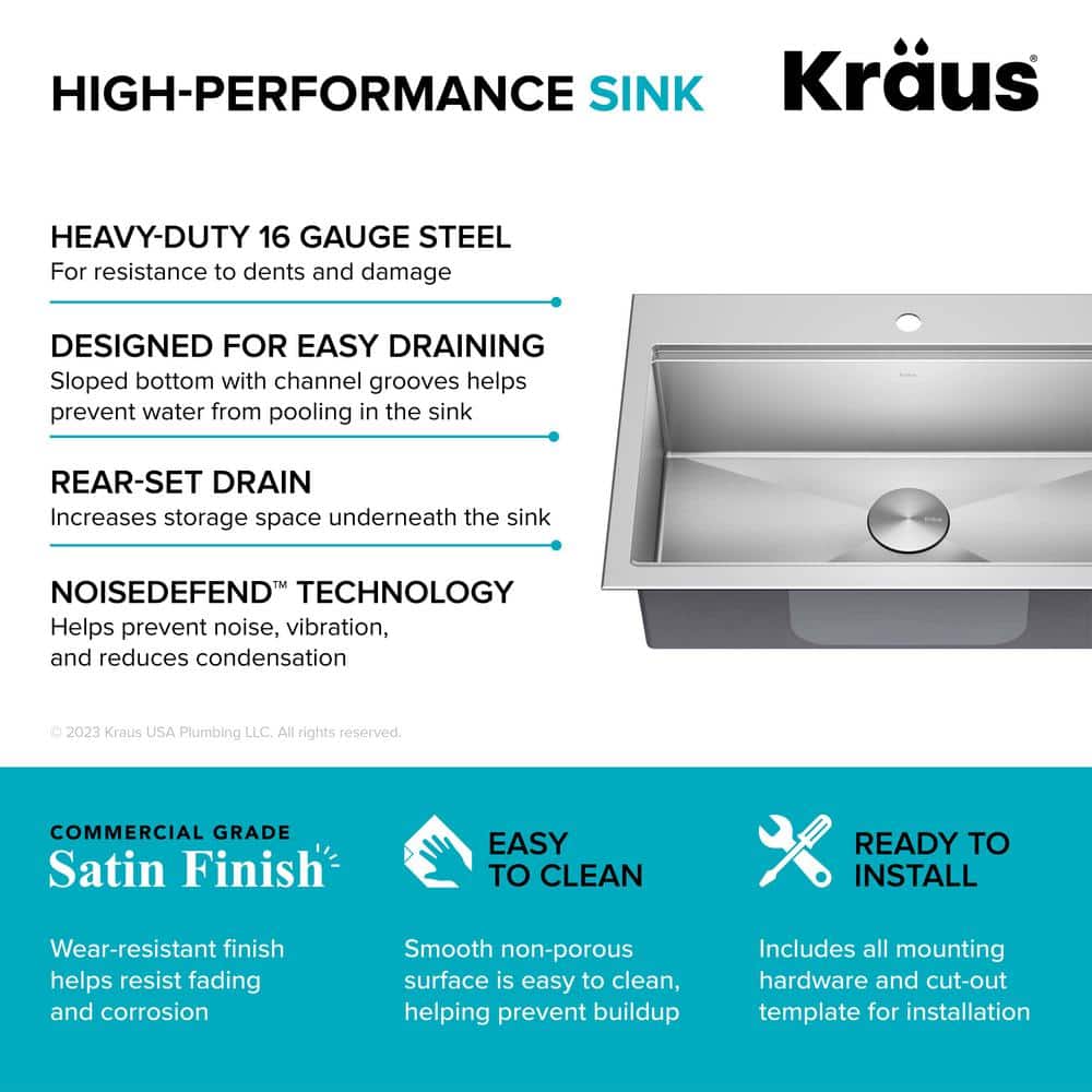 Kore 32-Inch Stainless Steel Drop-In Farmhouse Kitchen Sink