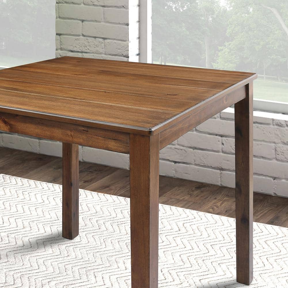 Walnut 5-Piece Square Counter Height Dining Set with Ladder-Back Chairs