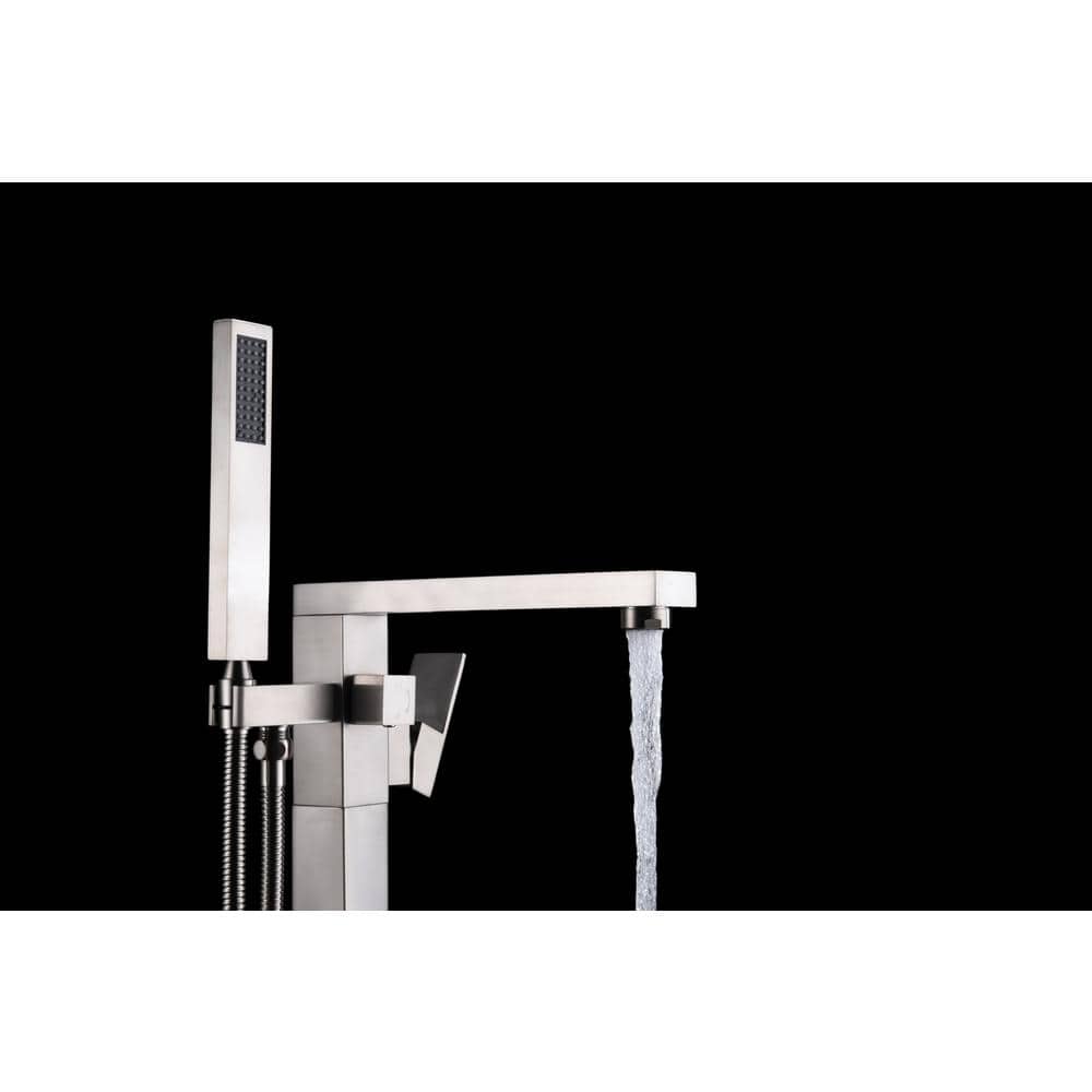 Brushed Nickel Freestanding Tub Faucet with Hand Shower