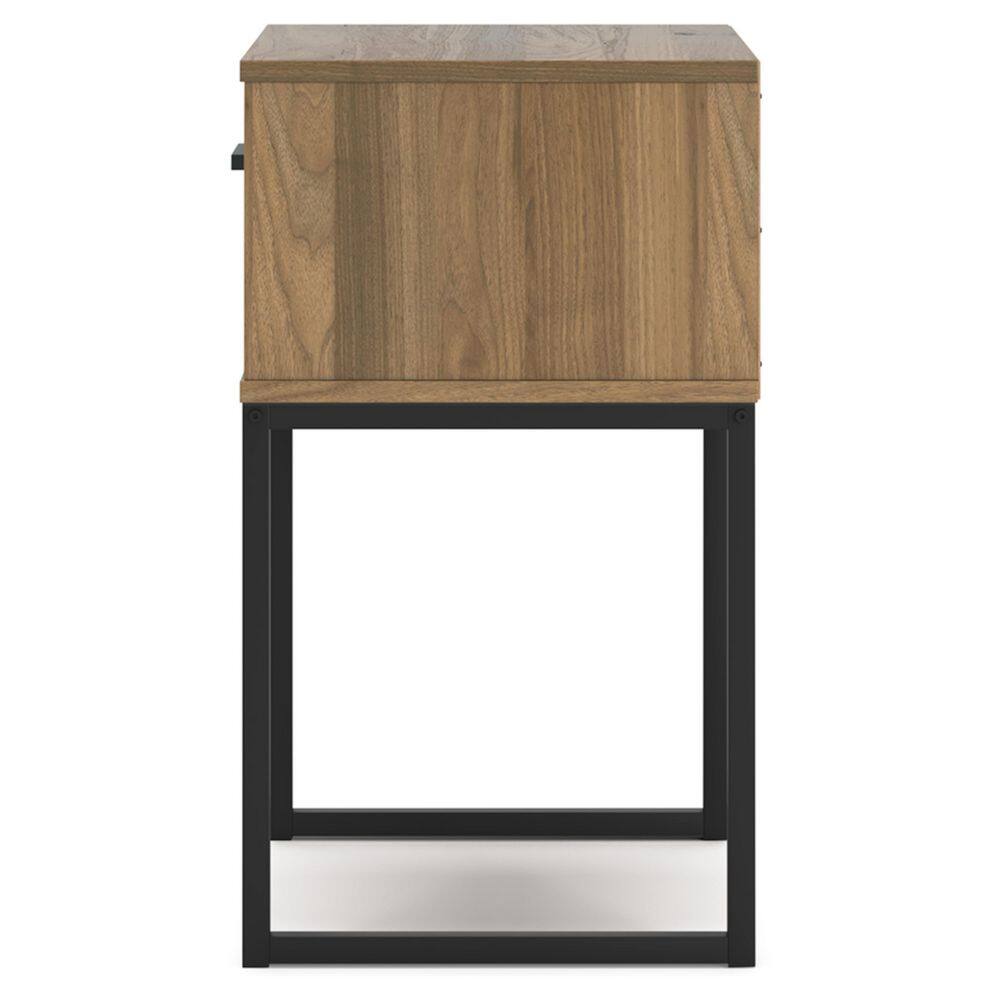 Deanlow Honey Brown and Black 1-Drawer Nightstand