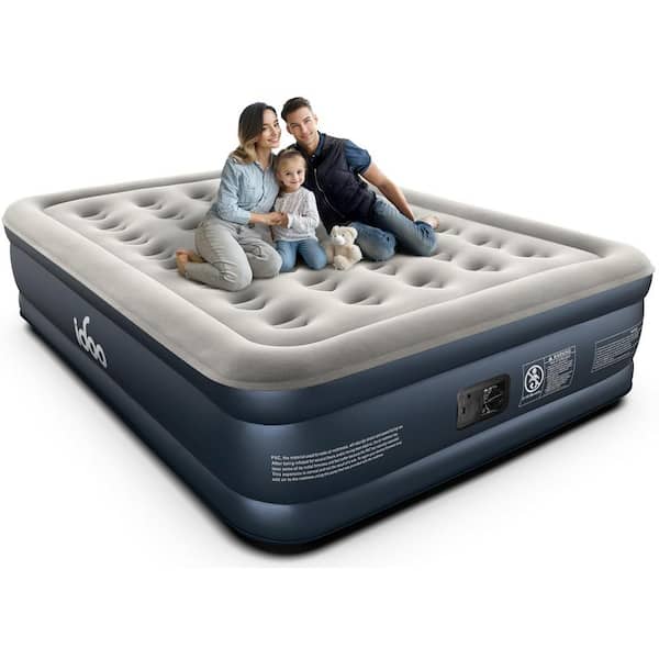 Angel Sar 18 in. Queen Air Mattresses, Upgraded 4-Chamber Inflatable Mattress with Built in Pump