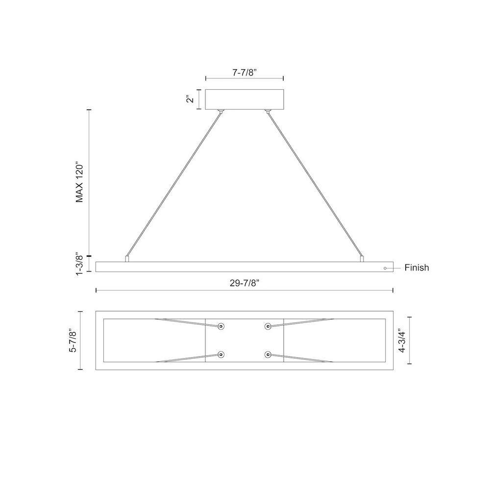 White Aluminum Dimmable LED Rectangle Chandelier