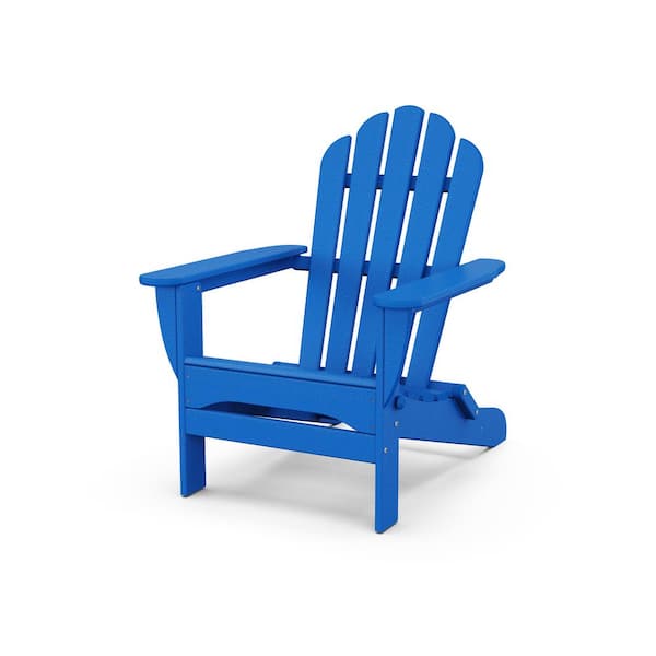 POLYWOOD Monterey Bay Folding Adirondack Chair in Pacific Blue