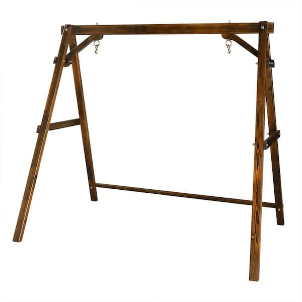 74 in. 2-Person Wood Porch Patio Swing Stand