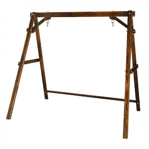 74 in. 2-Person Wood Porch Patio Swing Stand