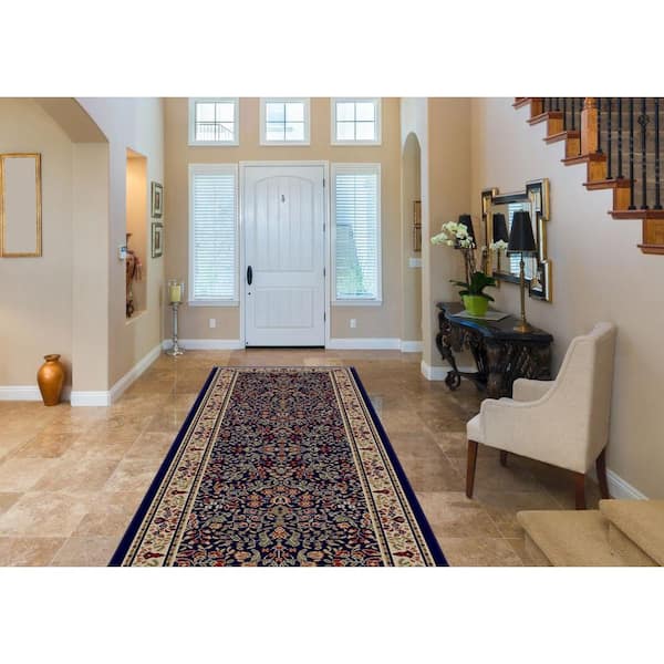 Jewel Sarouk Navy 2 ft. x 8 ft. Runner Rug