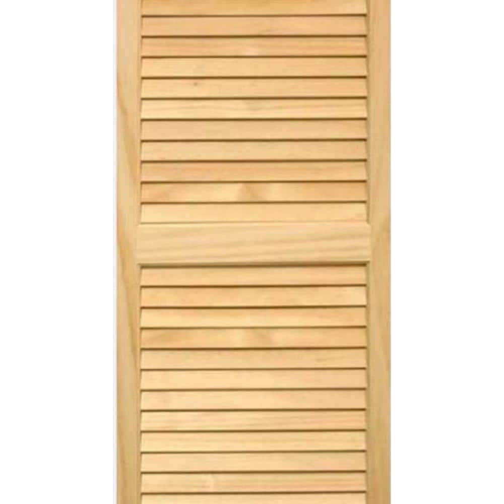 Unfinished Pine 15" x 55" Louvered Wood Exterior Shutters