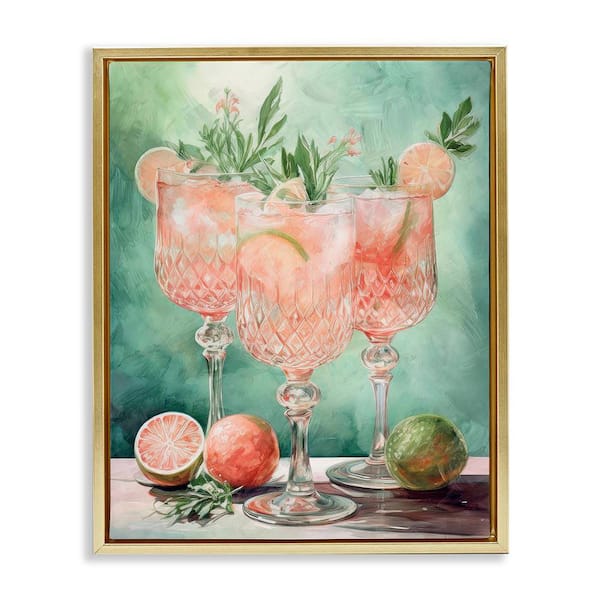 Stupell Industries Pastel Grapefruit Cocktails by Daphne Polselli Gold Floater Frame Food Graphic Art Print 21 in. x 17 in.