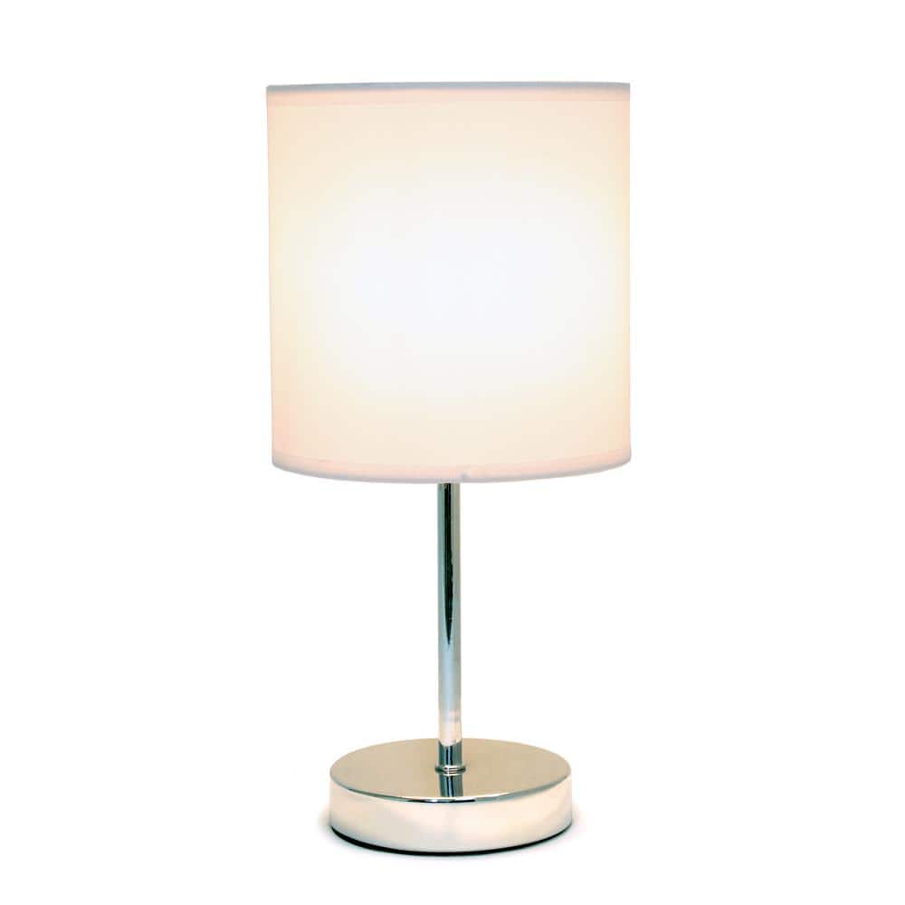 Mini Chrome Table Lamp with White Fabric Shade