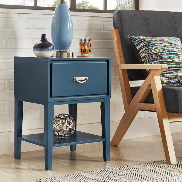 Homesullivan Blue Steel Rectangular Nightstand a Bst
