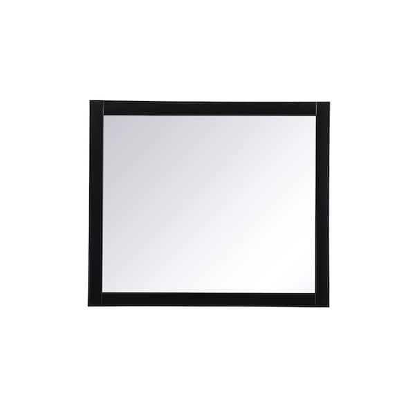 Unbranded Timeless Home 42 in. W x 36 in. H x modern Wood Framed Rectangle Black Mirror