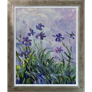 Lilac Irises 1914 - 1917 by Claude Monet Champagne Silhouette Framed Abstract Oil Painting Art Print 10.4 in. x 12.4 in.