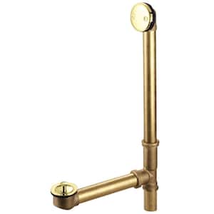Made To Match 20-Gauge Lift and Turn Tub Waste and Overflow in Polished Brass with Overflow