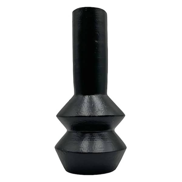 castellousa Black 8 in. x 5 in. Aluminum Geometric Decorative Metal Vase