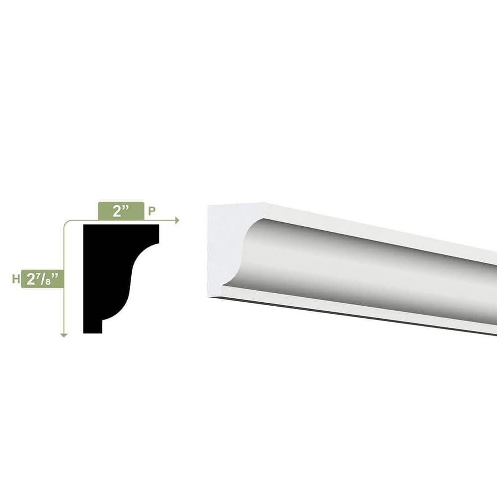 2-7/8" x 2" x 96" White PVC Baseboard Moulding