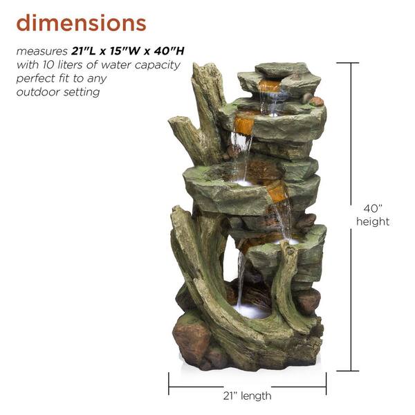 Alpine Corporation 39 in. Tall Outdoor Multi-Tier Cascading