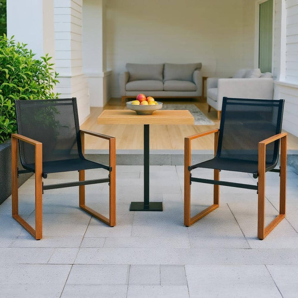 2 Black Outdoor Chairs With Breathable Seat And Backrest For Patio price history on PriceWatchPro