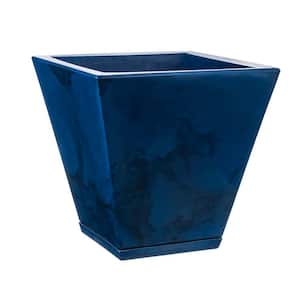 Zurique Small Blue Marble Effect Plastic Resin Indoor and Outdoor Planter Bowl