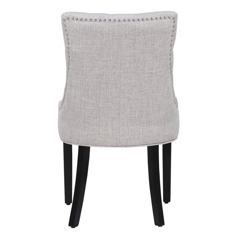 Light Gray Linen Upholstered Wood Side Chair