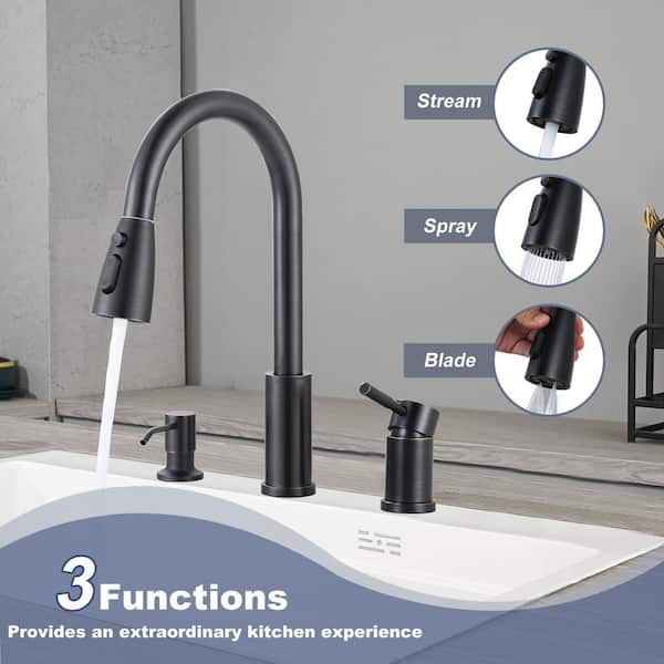 Separate Single Handle 15 in. H Pull Down Sprayer Kitchen Faucet with 360° Spout Swivel in Oil Rubbed Bronze