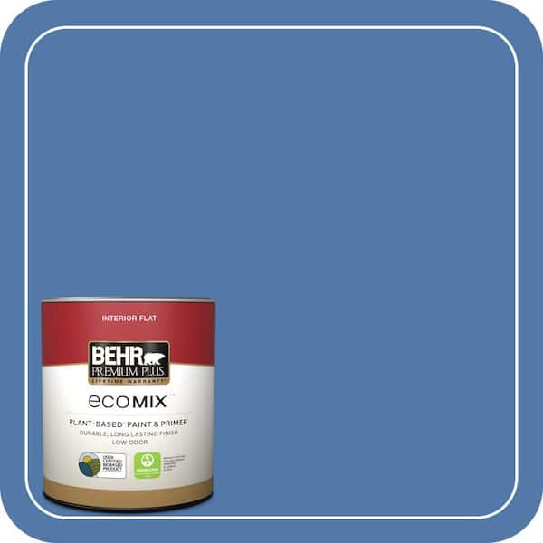 1 qt. Home Decorators #HDC-FL13-6 Baltic Blue Flat EcoMix Plant-Based Interior Paint & Primer