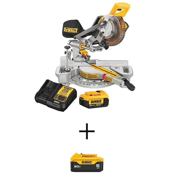 DEWALT 20V MAX Lithium-Ion Cordless 7-1/4 in. Miter Saw and (1) 20V MAX Premium Lithium-Ion 5.0Ah Battery