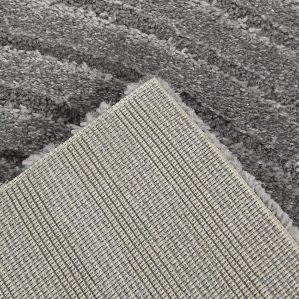 Gray Geometric Patterned Washable Synthetic Area Rug