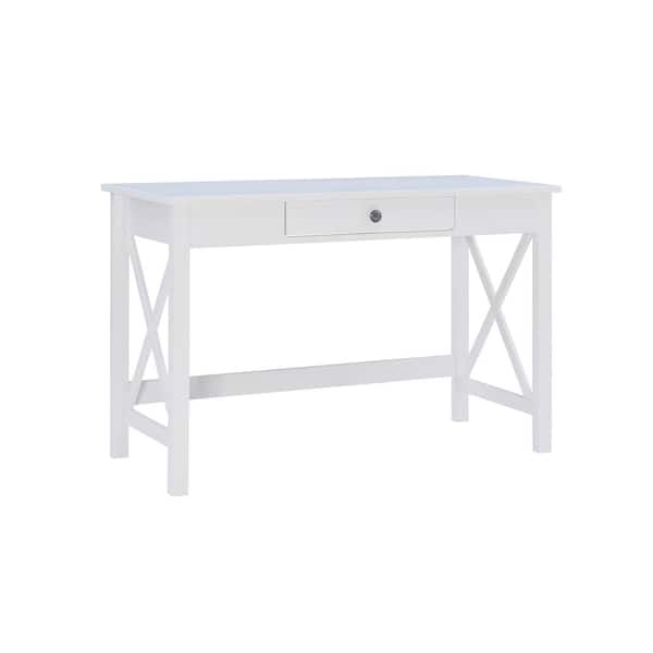 Linon Home Decor Ramsey 46 in. Rectangle White Wood 1-Drawer Desk