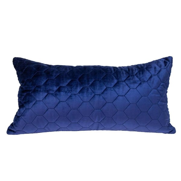 HomeRoots Blue Solid Polyester 14 in. x 24 in. Throw Pillow