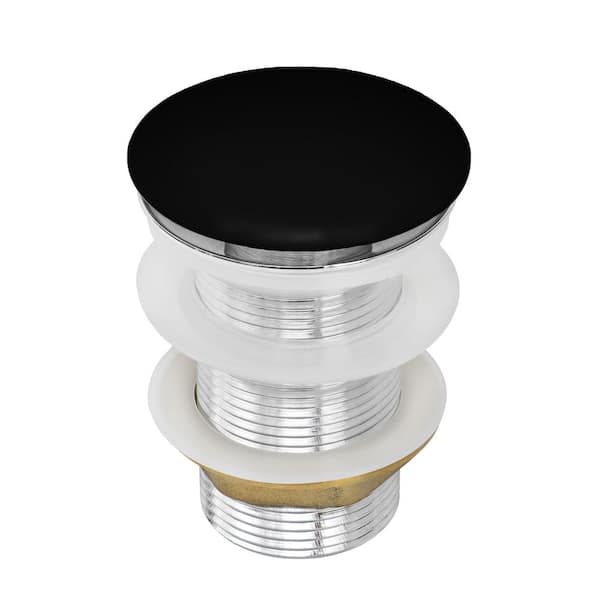 1.75 in. Black Ceramic Top Push Pop-Up Drain for Bathroom Sinks without Overflow Garbage Disposal