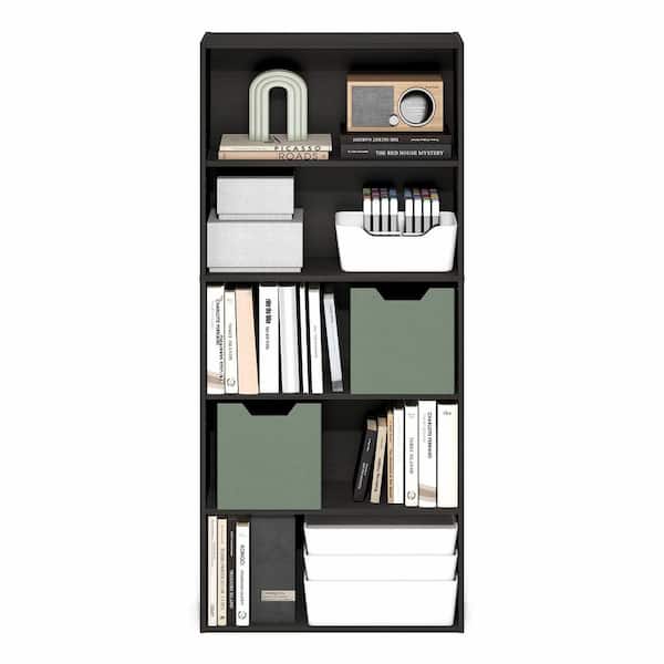 Furinno JAYA 52.6 in. Tall Espresso Wood 5-Shelf Tall Bookcase