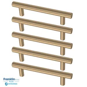 Antimicrobial Properties Solid Bar 3-3/4 in. (96 mm) Champagne Bronze Cabinet Drawer Pulls (5-Pack)