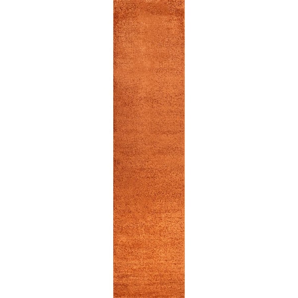 2 ft. x 14 ft. Orange Haze Solid Low-Pile Runner Rug