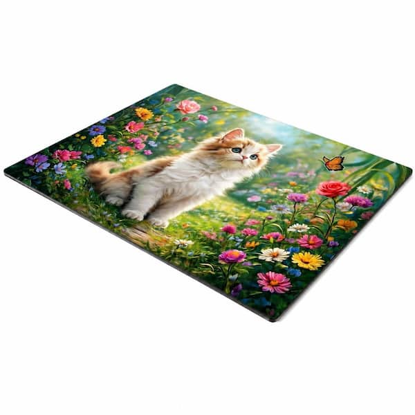 Spring Floral Cat Stove Top Cover for Electric Glass Cooktop, Heat Resistant Diatomite Protector Pad, 28