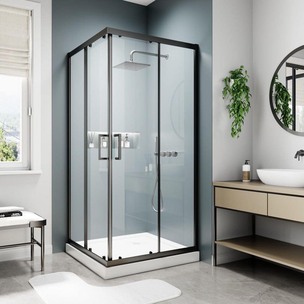 36 in. W x 71 in. H Framed Sliding Alcove Shower Door in Matte Black with 1/4 in. Clear Tempered Glass price history on PriceWatchPro