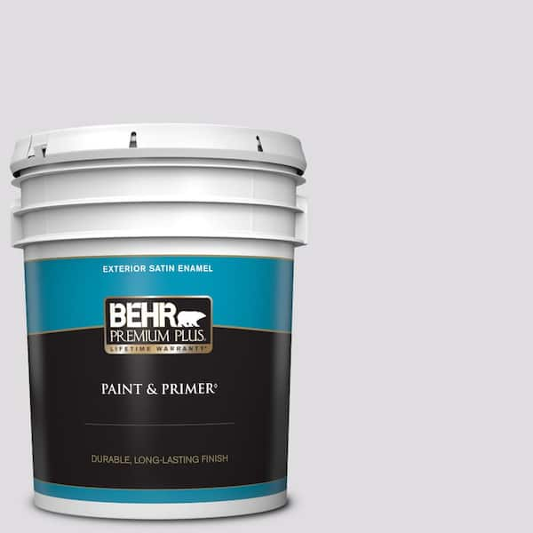 BEHR PREMIUM PLUS 5 gal. #660E-1 Lavender Lace Satin Enamel Exterior Paint & Primer