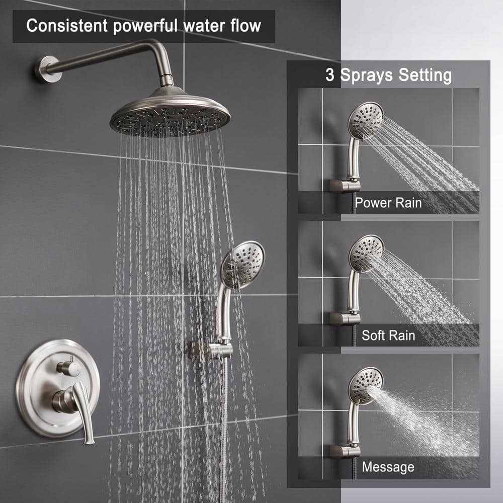 Brushed Nickel Multi-Head Wall Mounted Shower System