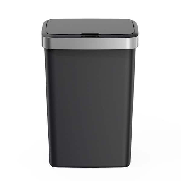 13 Gal Premium Resin Black Motion Sensor Indoor Trash Can with Lid
