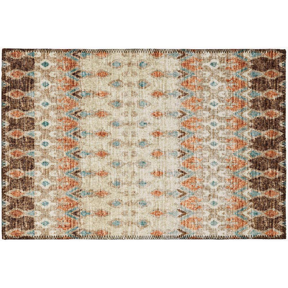 Bravado Brown 1 ft. 8 in. x 2 ft. 6 in. Geometric Indoor/Outdoor Washable A